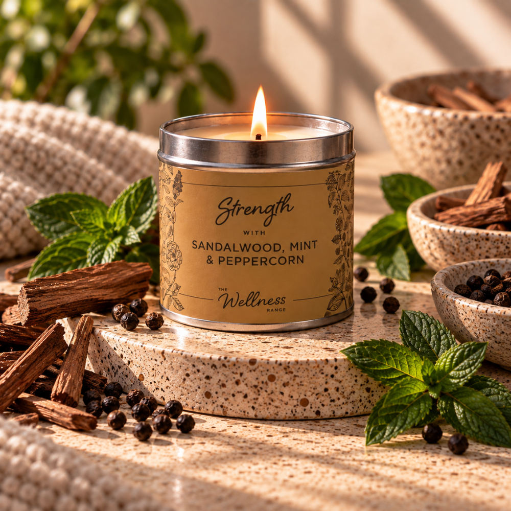 Strength - Sandalwood, Mint & Peppercorn Wellness Candle