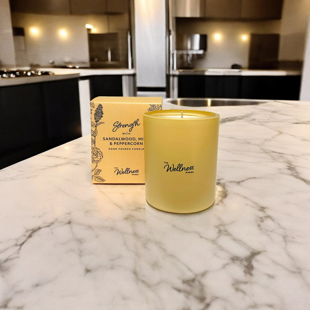 Strength - Sandalwood, Mint & Peppercorn Wellness Glass Candle