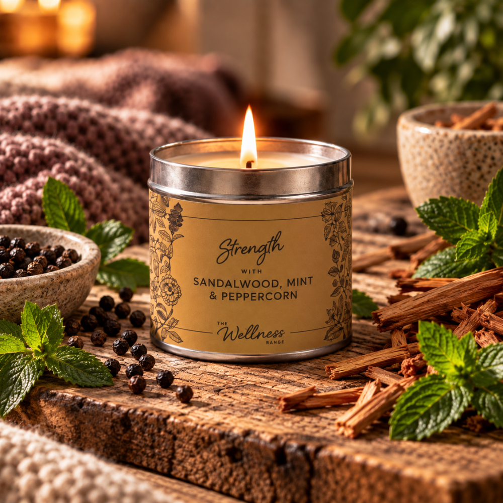 Strength - Sandalwood, Mint & Peppercorn Wellness Candle