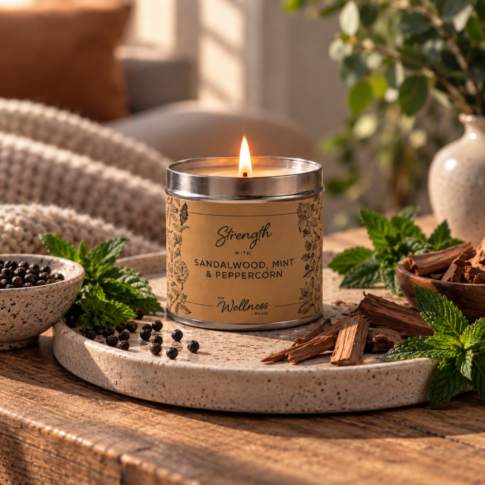 Strength - Sandalwood, Mint & Peppercorn Wellness Candle