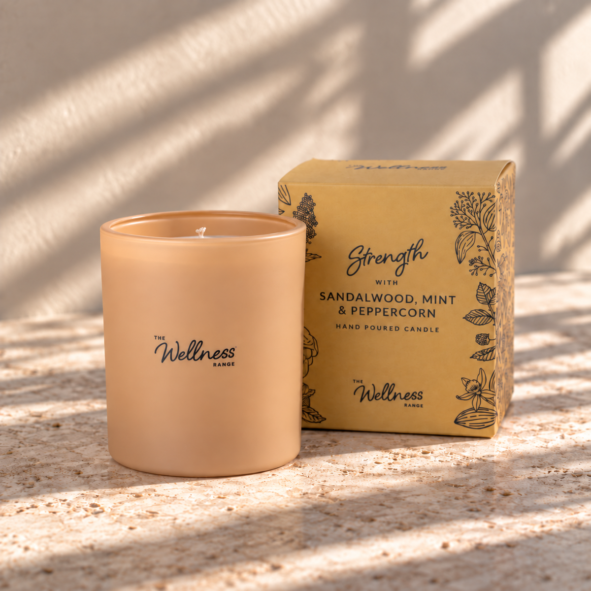 Strength - Sandalwood, Mint & Peppercorn Wellness Glass Candle