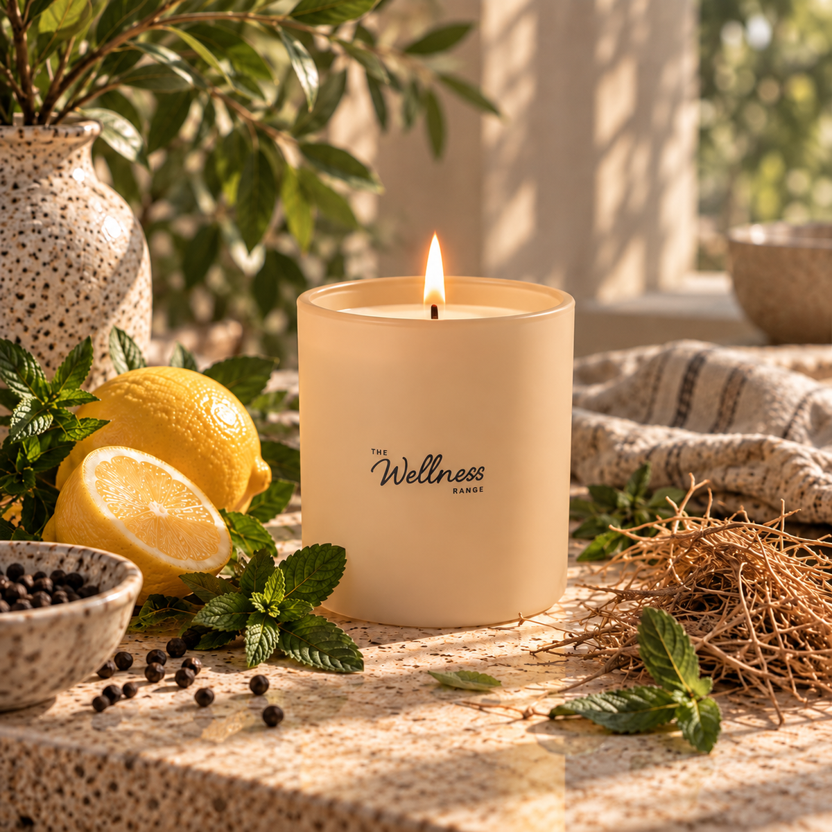 Strength - Sandalwood, Mint & Peppercorn Wellness Glass Candle