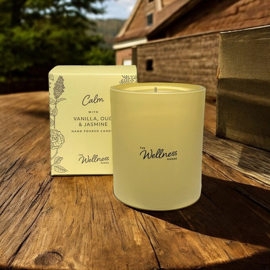 Calm - Vanilla, Oud & Jasmine Wellness Glass Candle